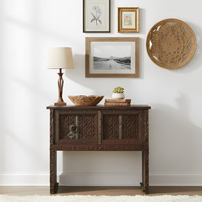 Rustic Antique Teak Wood Door Repurposed Small Console