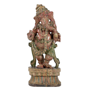 Vintage Hand Carved Dancing Ganesha 20 in. Tall Statue