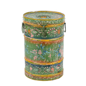 Farmhouse Style Hand Painted Metal Canister With Lid