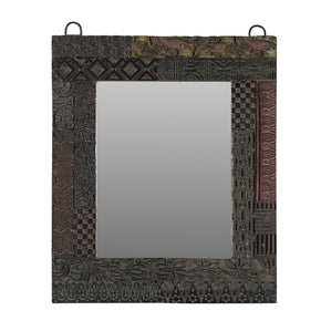 Eclectic Vintage Printing Blocks In Mosiac Pattern Small Accent Mirror