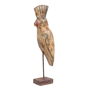 Vintage Hand Carved Wooden Bird On Stand