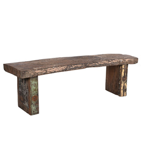 Ranch Style Aged Rustic Teak Wood 55 in. Long Outdoor Bench