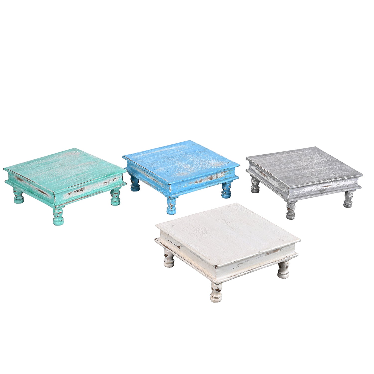 Farmhouse Style Solid Wood 14 in. x 14 in. Square Distressed Riser ...