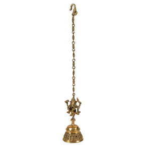 Vintage Brass Dancing Ganesh Hanging Temple Decorative Bell