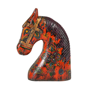 Artistically Hand Painted Solid Wood Carved 12 in. Tall Horse Head