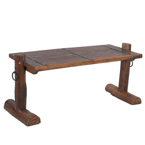 Ranch Style Rustic Teak Wood Backless Bench