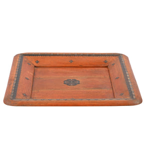 Vintage Wooden 24 in. Sqaure Decorative Tray Platter
