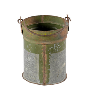 Vintage Iron Bucket Repurposed Farmhouse Style Planter Vase