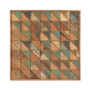 Farmhouse Style Distressed Colored 19 in. Square Wooden Wall Panel