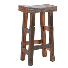 Rustic Ranch Style Spalted Solid Wood Bar Counter Stool