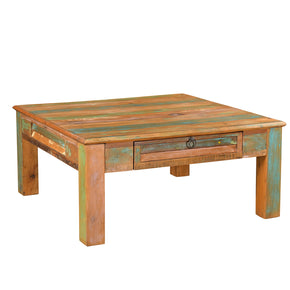 Farmhouse Style 40 in. Square Distressed Solid Wood Coffee Table