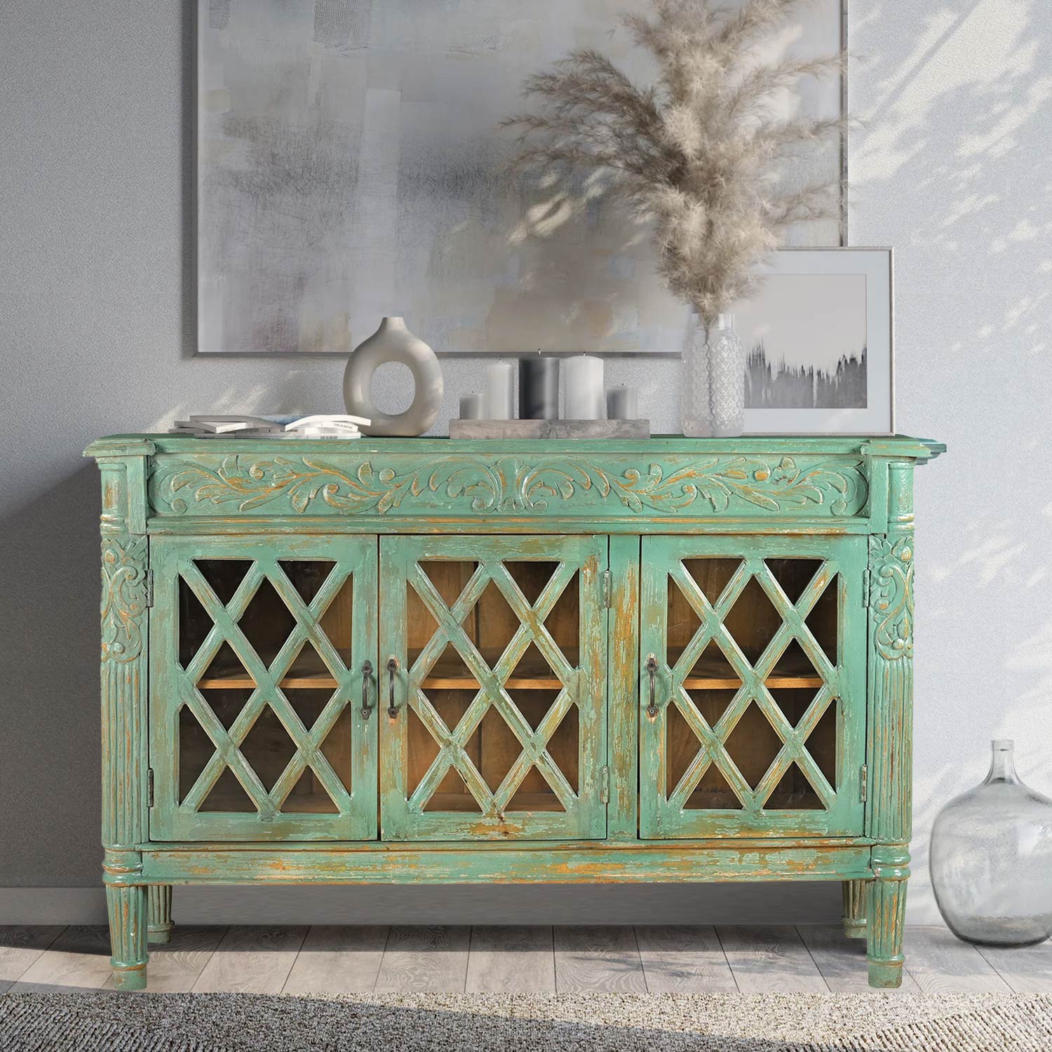 Distressed blue sideboard hotsell