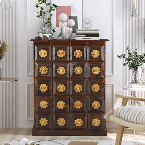 Transitional Style 10 in. Narrow Drawer Cabinet With Brass Accents