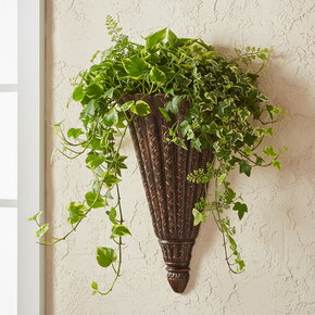 Vintage Unique Carved Hand Painted Wall Sconce Planter Vase