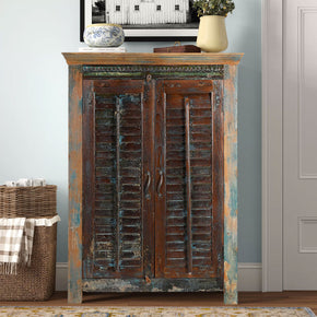 Rustic Louvered Shutter And Reclaimed Wood Repurposed Armoire