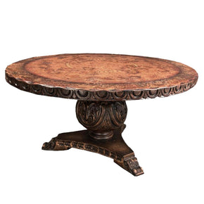 72" Round Formal Hand Painted Carved Pedestal Dining Table