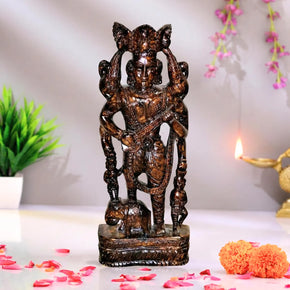 Eclectic Wooden Carved Tall Traditional Musician Statue