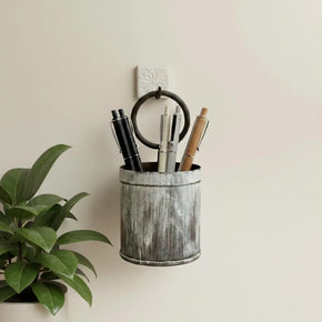 Vintage Iron Curry Pot Repurposed Pen Holder / Bud Vase