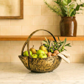 Vintage Indian Brass Curry Pot With Handle Decorative Bowl