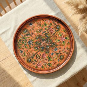 Farmhouse Style 21 in. Round Hand Painted Vintage Tray