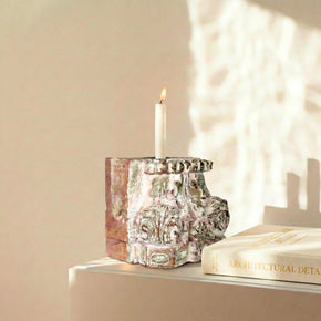 Antique Wooden Column Base Repurposed Candle Stand