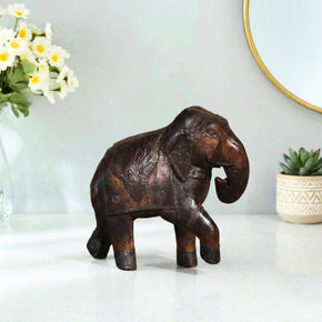 Vintage Solid Wood Handmade Elephant Statue