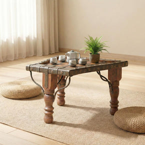 Ox Cart Style 12" Tall Display Table With Iron Accent