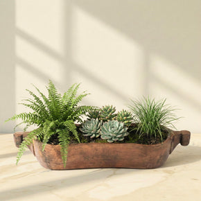 29" Long Solid Wood Kidney Shaped Vintage Trough