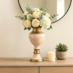 Elegant White Gold Painted Wooden Tall Vase