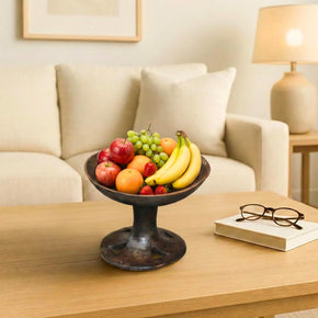 Vintage Wooden 12 in. Round Decorative Bowl