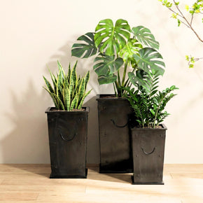 Solid Wood Distressed Planters - Set Of 3