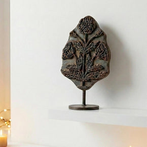 Vintage Carved Wooden Fabric Printing Stamp Display