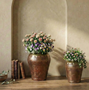 Copper Painted Vintage Decorative Vase, Set of 2