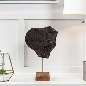 Peacock Fabric Stamp On Metal Stand