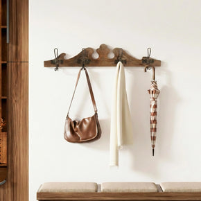 30 in. Long Farmhouse Style Distressed Wooden 4 Hooks Wall Panel