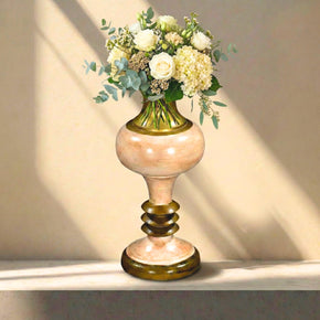 Transitional White Gold Painted 18 in. Tall Wooden Vase