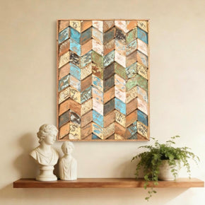 Farmhouse Style Distressed Reclaimed Wood Chevron Wall Panel