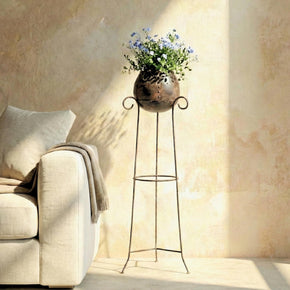 47 in. Tall Vintage Rustic Metal Planter With Stand