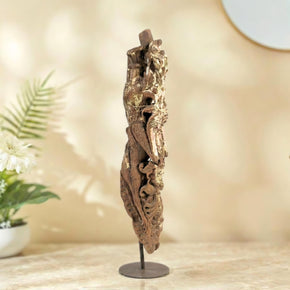 Antique Carved 26" Tall Corbel On Metal Display Stand