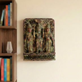 Tribal Carved Vintage Wooden Krishna And Gopis Wall Art