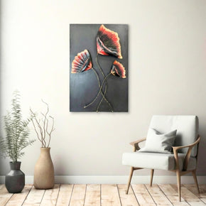 Artistically Handcrafted Metal Floral Wall Art On 24 in. X 36 in. Wood Base