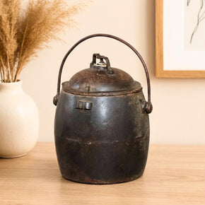 Antique Rustic Iron Double Walled Pressure Cooker With Lid