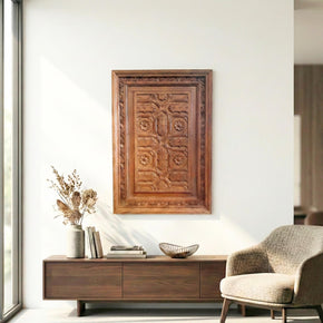 Vintage Wooden Carved Floral Wall Art Panel