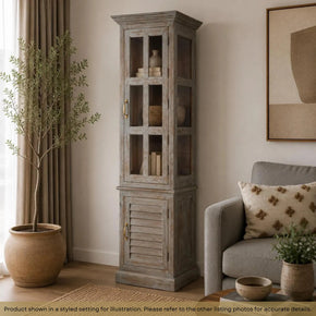Solid Wood 84 Inch Tall Curio Display Cabinet with 3 Shelves