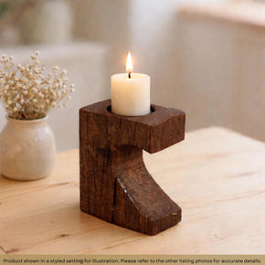Ranch Style Aged Rail Road Ties Repurposed Rustic Candle Holder