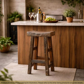 Rustic Ranch Style Spalted Solid Wood Bar Counter Stool