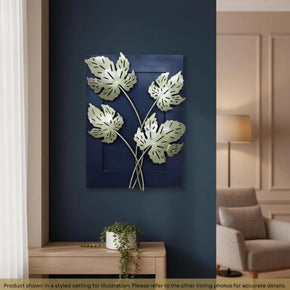 Eclectic Metal Maple Leaves In Black And Gold Finish Wall Hanging