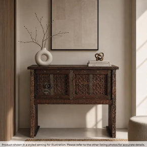 Rustic Antique Teak Wood Door Repurposed 38" Long Console