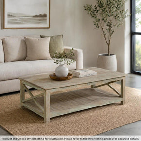 Farmhouse Style Reclaimed Wood Large Rectangle X-Design Coffee Table