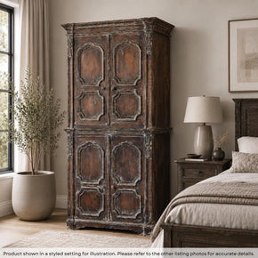 Vintage French Style Elegant Solid Wood Distressed Armoire